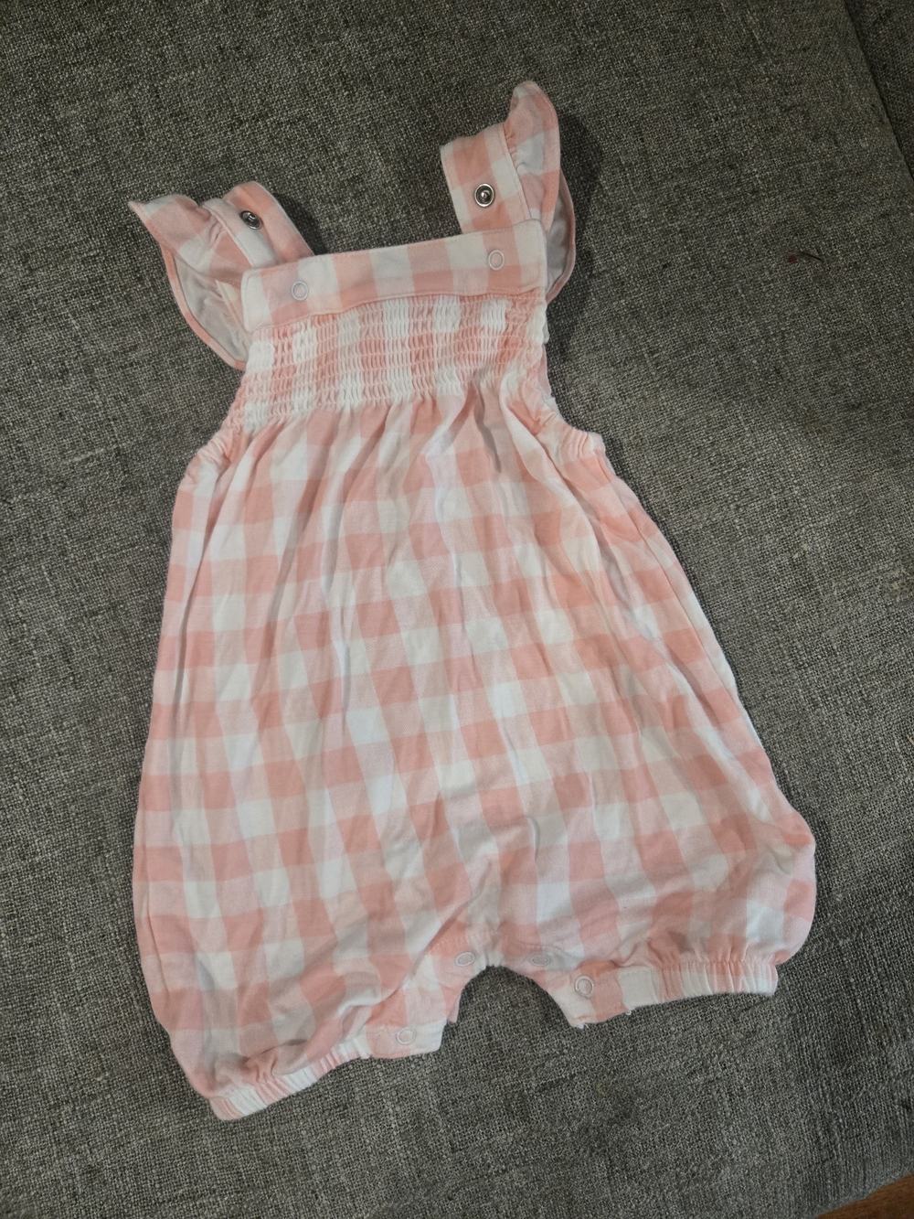 Angel Dear Gingham Smocked Bubble Romper | 3-6M